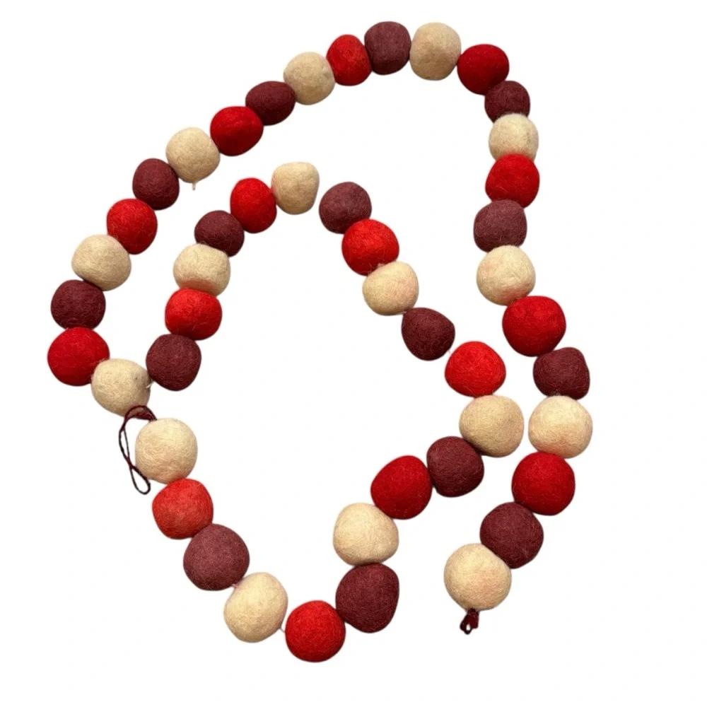 Large Felted Wool‎ Ball Holiday Garland Appr 76” Long